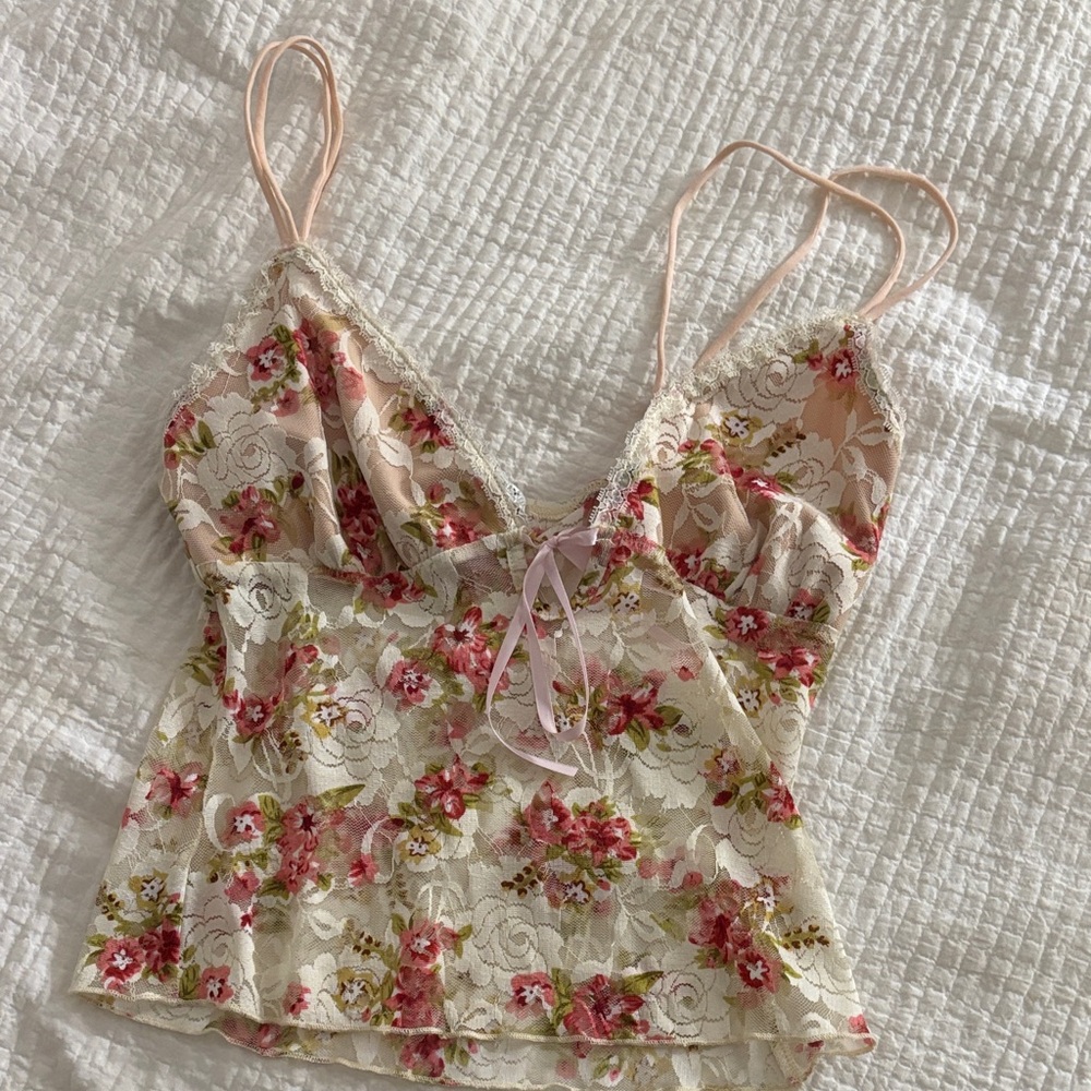 Princess Polly Pink Floral Lace Camisole